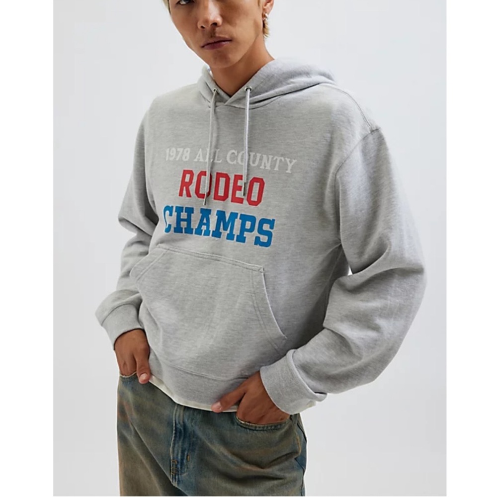 Bonfire Rodeo Champs Graphic Print Cropped Hoodie Sweatshirt, Size Small